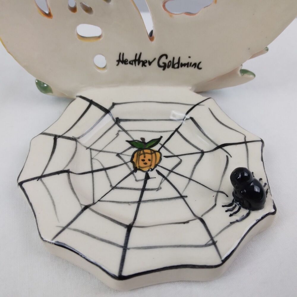 Vtg Blue Sky Heather Goldminc Halloween Tealight Holder Pumpkin Jack O Lantern - Picture 4 of 8